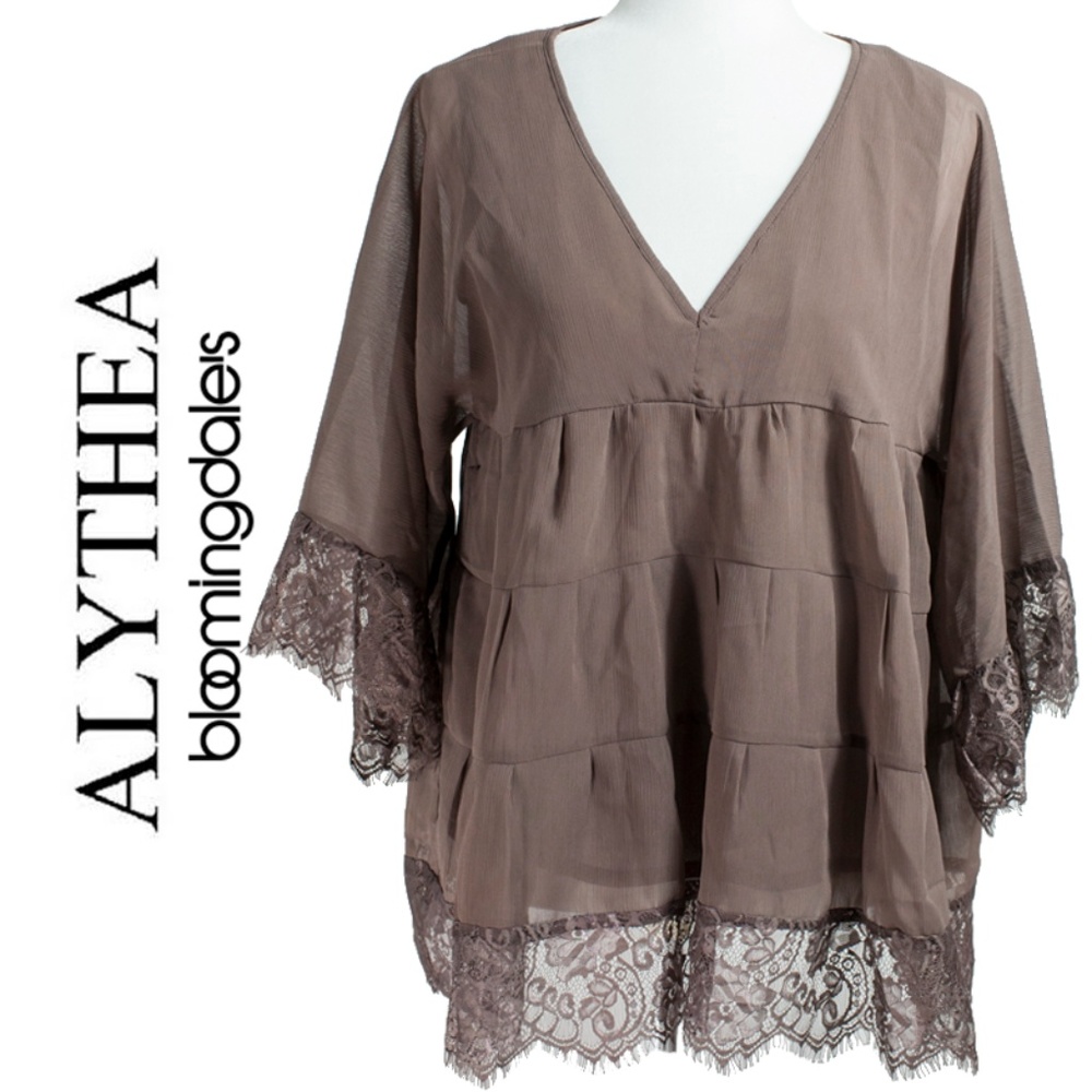 Alythea Boho Lace Trim Top NWT | Oversized White Blouse Size Small